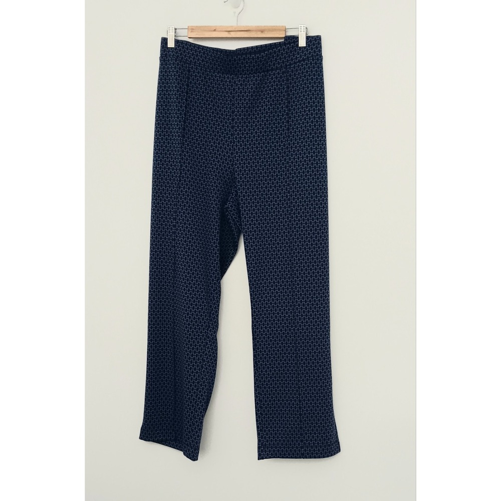 Isaac Mizrahi Live! Pants 26W Blue Knit Jacquard Straight Leg Ankle Pullon NEW